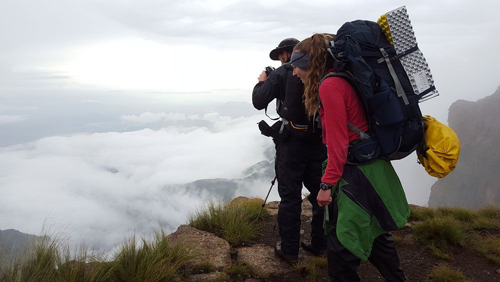 Looking into the clouds from the mountaintops