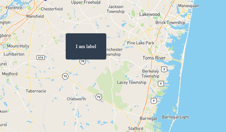 A screenshot of Mapbox with a label over it